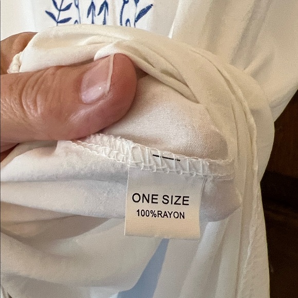 White and Blue Embroidered Kaftan Dress - Picture 5 of 6